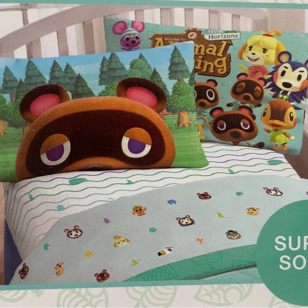 Animal Crossing Twin Sheet Set - Light Blue